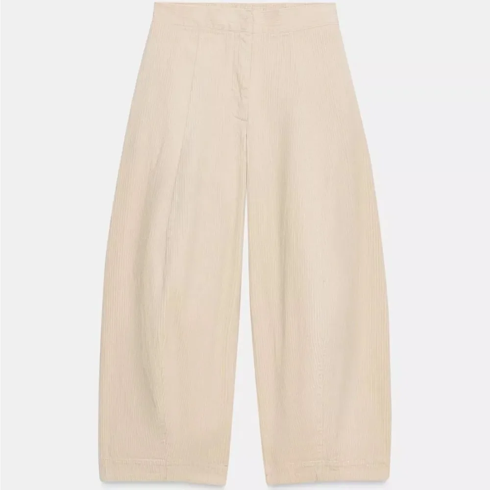ZARA ZW COLLECTION CORDUROY BARREL PANTS - Picture 10 of 11